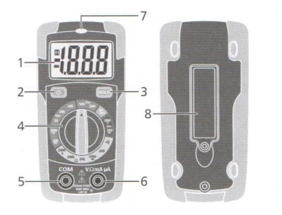 Внешний вид и основные элементы мультиметра CEM DT-103